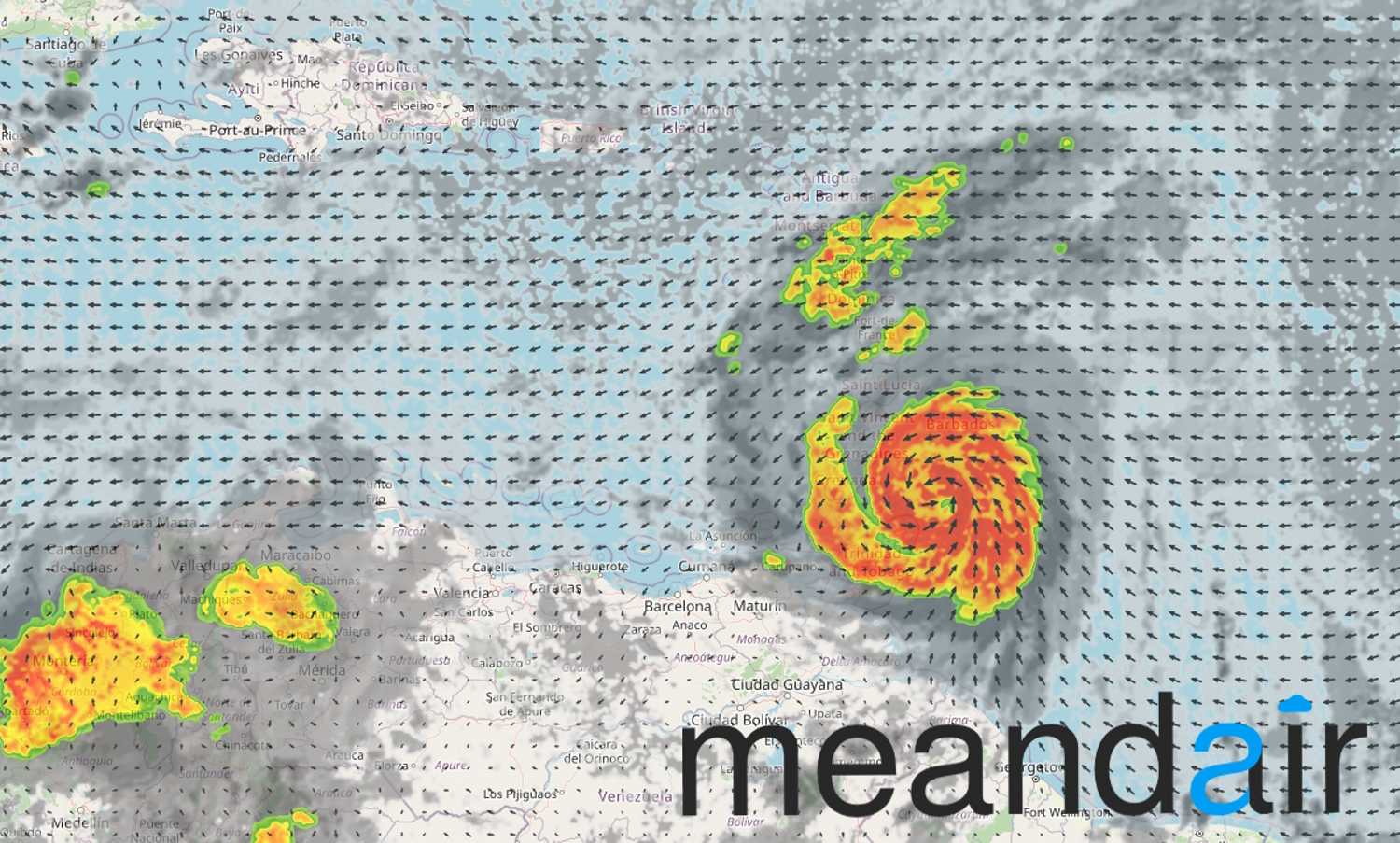 Meandair's Nowcasting rapidly predicts Hurricane Beryl (July 2024).